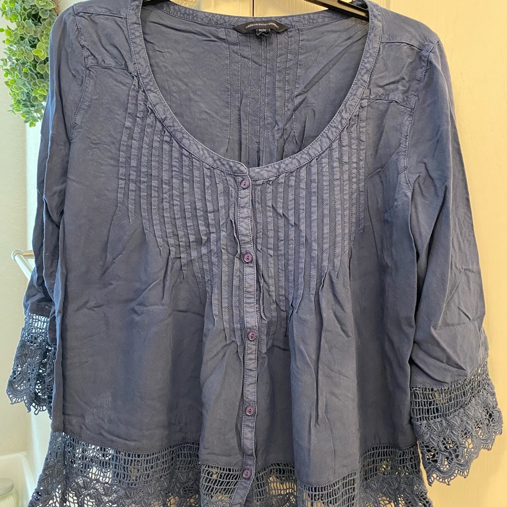 American Eagle Lace-Trimmed Top